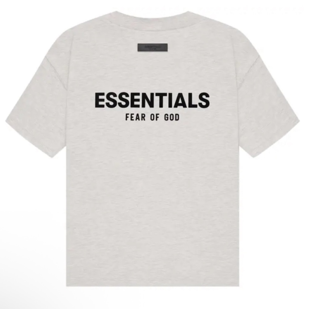 Fear of God Essentials Short Sleeve Tee - Light Gray with Black Logo